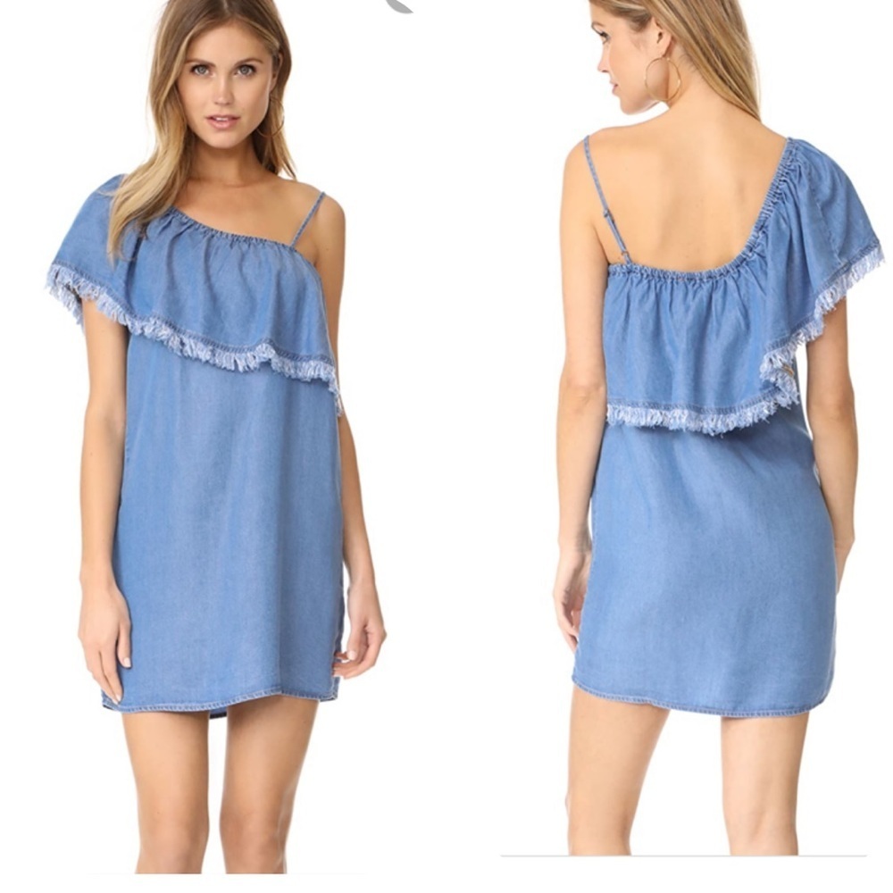 Splendid Indigo Chambray One Shoulder Dress